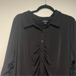 Torrid Black Casual Button Down Shirt with Ruched Back